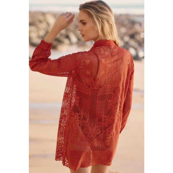 Anthropologie Lace Button-Down Swimwear - New Size Medium - Picture 4 of 5